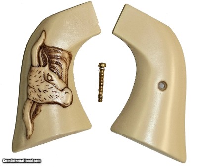 Ruger Super Blackhawk Ivory-Like Grips, Antiqued Relief Carved Steer