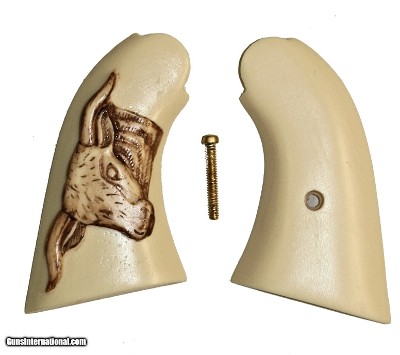 Remington 1858 Pietta Ivory-Like Grips With Antiqued Relief Carved Steer