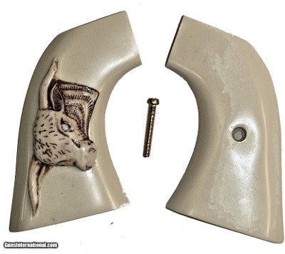 Virginian Dragoon Ivory-Like Grips With Antiqued Relief Carved Steer