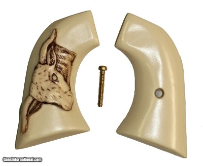 Hawes Western Marshall Ivory-Like Grips With Antiqued Relief Carved Steer Head