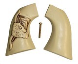 Beretta Stampede SA Ivory Like Grips, Antiqued Relief Carved Steer