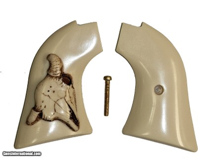 Heritage Rough Rider .22 Revolver Ivory-Like Grips With Relief Carved Bison Skull