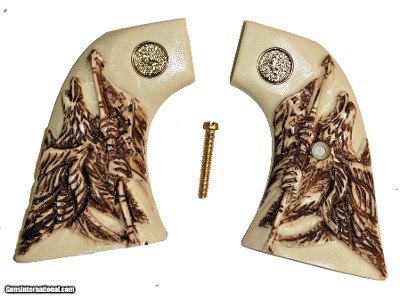 Colt SAA Ivory-Like Grips, Eagle/Flag With Medallions, 1st & 2nd Gen
