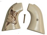 Colt Scout & Frontier Ivory-Like Grips With Antiqued Relief Carved Steer - 1 of 1
