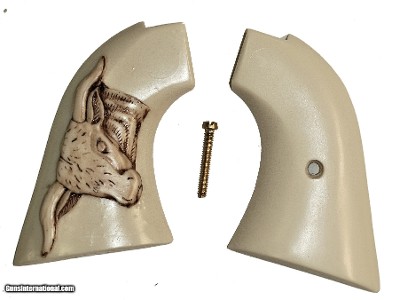 Colt Scout & Frontier Ivory-Like Grips With Antiqued Relief Carved Steer