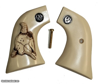 Ruger Wrangler Ivory-Like Grips, Bison Skull & Medallions