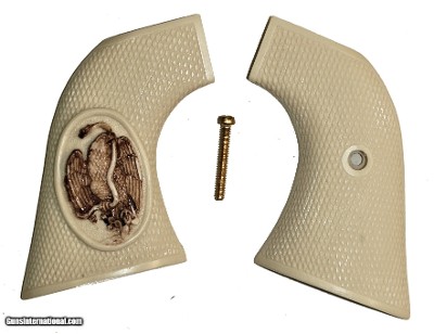 Ruger Vaquero XR3-Red Ivory-Like Grips, Antiqued Eagle & Snake