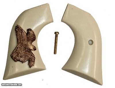 Ruger Vaquero XR3-Red Ivory-Like Grips, Relief Carved American Eagle