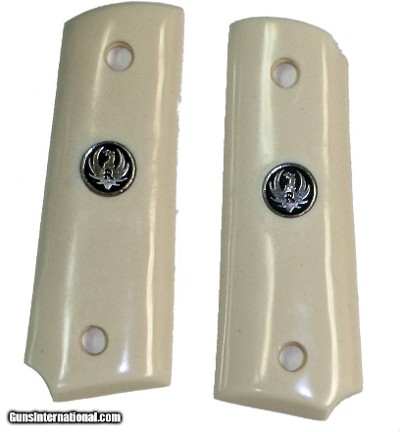 Ruger 1911 Compact Size Ivory-Like Grips With Medallions