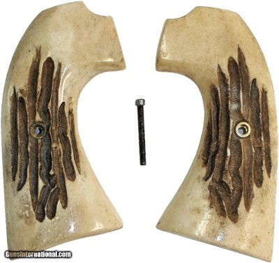 Colt Bisley SA Real Old Bone Jigged Grips, Aged