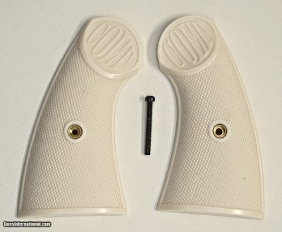 Colt 1917 New Service or Colt 1909 Revolver Ivory-Like Grips, Checkered