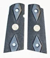 Colt 1911 Officers Model Ebony Grips, Flat Bottom With Medallions