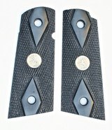 Colt 1911 Officers Model Ebony Grips, Flat Bottom With Medallions - 1 of 1
