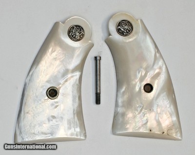 Smith & Wesson K & L Frame Real Mother of Pearl Grips, Aged, With S&W Medallions
