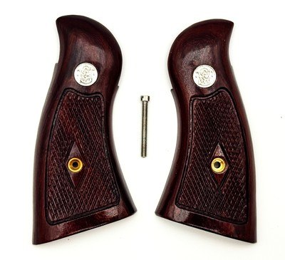 Smith & Wesson N Frame Rosewood Checkered Grips, Magna Style, Square Butt