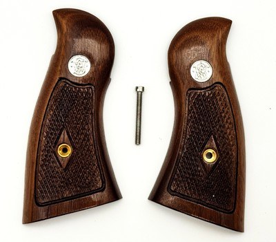 Smith & Wesson N Frame Walnut Checkered Grips, Magna Style, Square Butt