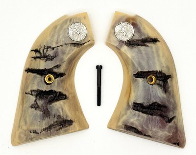 Colt Scout & Frontier Repro Ram Horn Grips With Medallions