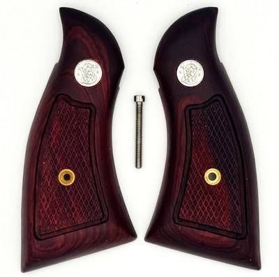 Smith & Wesson K & L Frame Rosewood Checkered Grips, Magna Style, Square Butt