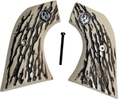 Ruger New Vaquero & Ruger 50th Anniv Blackhawk Jig Bone Grips With Medallions - Image 1 of 1