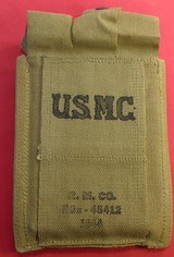 U.S.M.C. WW ll Magazine Pouch and 3 Mags For A Thompson Machine Gun. - 3 of 4
