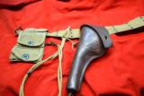 1917 Revolver HOLSTER, WEB BELT AND CARTRIDGE CASE,LANYARD CORD! NICE SET! - 1 of 9