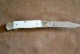 Hubertus Model #10 AUTOMATIC Lever Lock White Micarta with FILE WORK NEW! - 2 of 5