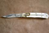 Hubertus Model #10 AUTOMATIC Lever Lock White Micarta with FILE WORK NEW! - 1 of 5