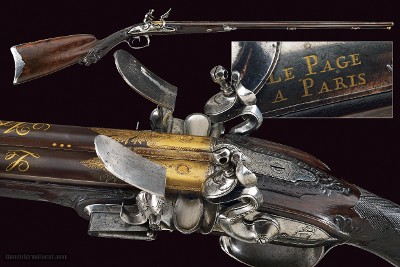 LePage, Paris. Magnificent 18-bore double flintlock sporting gun, made in 1806.
