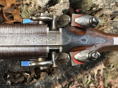John Manton and Son, London. An absolutely stunning 14-bore, cased double barreled, Flintlock Sporting Gun, #10571, made in 1830. - Image 10 of 25