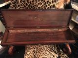 18th Century Mahogany GUN CASE with BRASS FOLDOUT HANDLE and ENGRAVED ENGLISH CREST w/ intials - 2 of 7