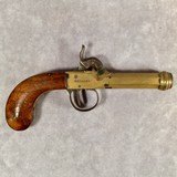 ANTIQUE PERCUSSION KETLAND LONDON BRASS CANNON BARREL PISTOL 1840's - 1 of 8