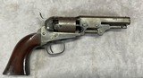 CASED FRENCH FITTED 1849 POCKET COLT with LONDON ADDRESS IRON BACK STRAP and TRIGGER GUARD #10215 METAL POWDER FLASK - 3 of 14