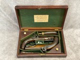 Cased Set T. Wilson Percussion Pocket Coat Pistols in original factory case with accoutrements - 2 of 15