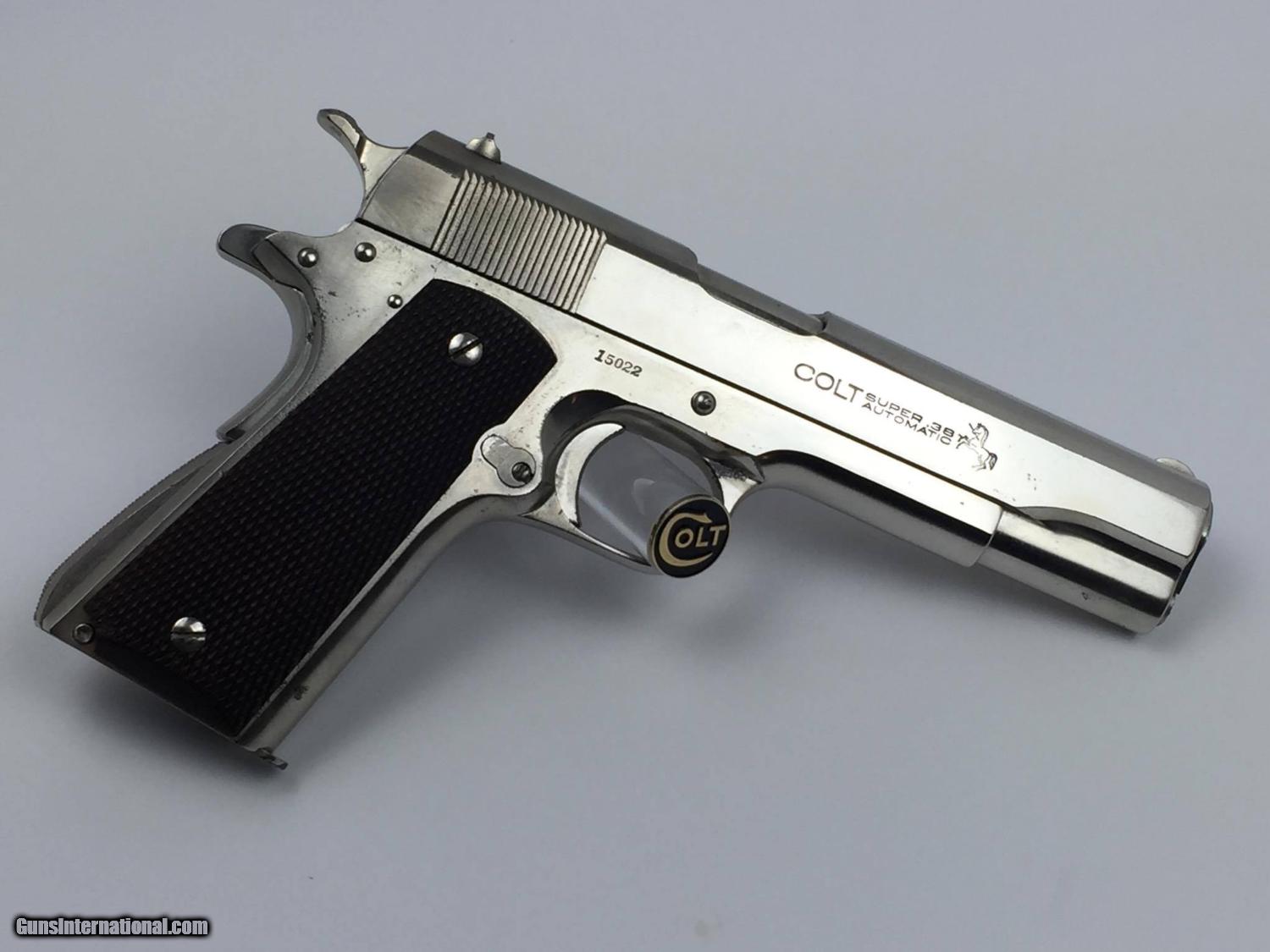 COLT 1911A1 38 SUPER ORIGINAL NICKEL W/ COLT LETTER PRE-WAR VERY VERY ...