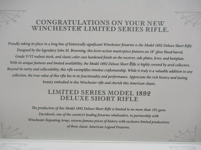 Winchester 1892 Short Rifle DAVIDSON'S EXCLUSIVE 45 LC/18