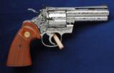 NIB unfired "D" engraved 4" Nickel Colt Python - 3 of 13