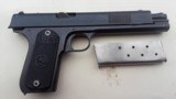 Colt Model 1902 civilian model with front slide serrations. #6035, no slide stop.
Very early production. - 2 of 9
