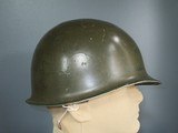 World War 2 helmet original finish front seam - 1 of 8