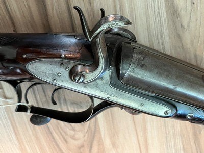 Mid 1800’s R JEFFERY under lever pinfire 10ga hammer gun