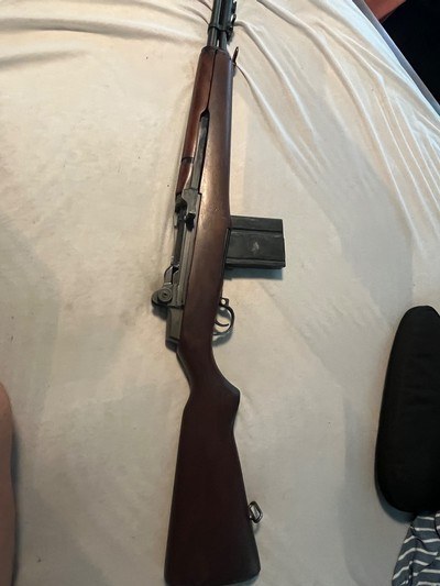 Very rare very nice M1 garand M1 a conversion tanker BM 59 style. This is still considered a curio and relic and
still considered an m1 garand