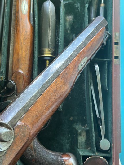 Incredible cased pair of Mortimer percussion belt pistols - Image 6 of 14