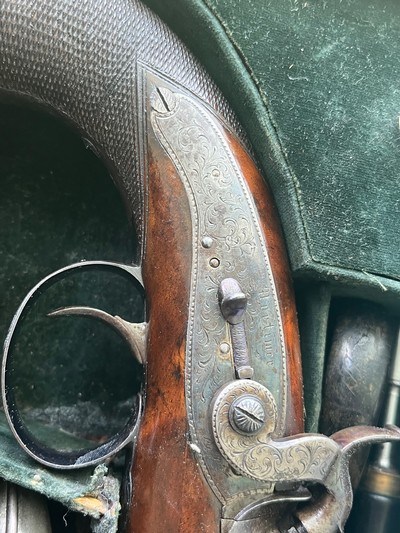 Incredible cased pair of Mortimer percussion belt pistols - Image 4 of 14