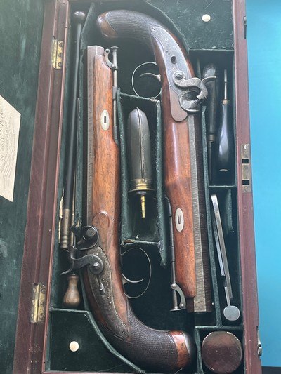 Incredible cased pair of Mortimer percussion belt pistols - Image 14 of 14