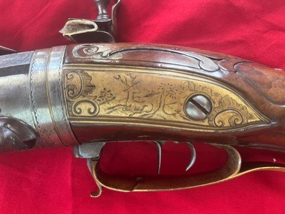 Absolutely gorgeous original 1700’s flintlock revolutionary war era flintlock swivel breech o/u rifle shotgun buck and ball double barrel rifle - Image 9 of 20