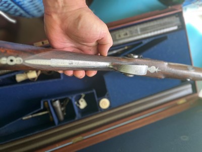Outstanding charles ingram john middleton glasgow 2 barrel hunting sxs percussion shotgun rifle combo royal owned - Image 15 of 20