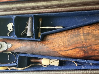 Outstanding charles ingram john middleton glasgow 2 barrel hunting sxs percussion shotgun rifle combo royal owned - Image 7 of 20