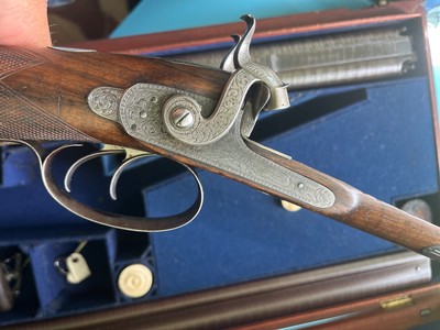 Outstanding charles ingram john middleton glasgow 2 barrel hunting sxs percussion shotgun rifle combo royal owned - Image 14 of 20