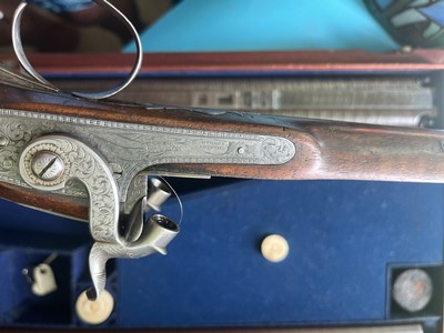 Outstanding charles ingram john middleton glasgow 2 barrel hunting sxs percussion shotgun rifle combo royal owned - Image 18 of 20