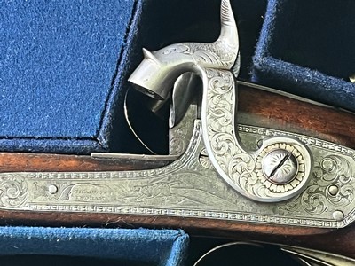 Outstanding charles ingram john middleton glasgow 2 barrel hunting sxs percussion shotgun rifle combo royal owned - Image 4 of 20