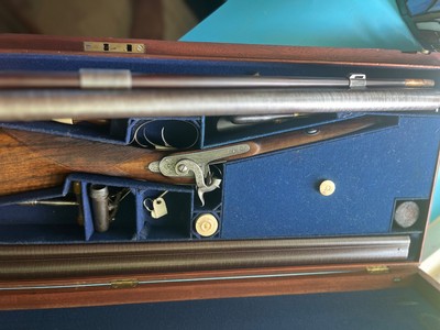 Outstanding charles ingram john middleton glasgow 2 barrel hunting sxs percussion shotgun rifle combo royal owned - Image 11 of 20